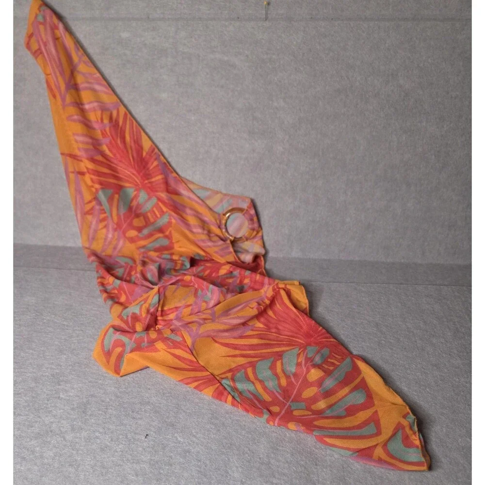 CUPSHE Floral Print 3 Pc Bikini Set & Sarong Cover Up Women's Size S NWT